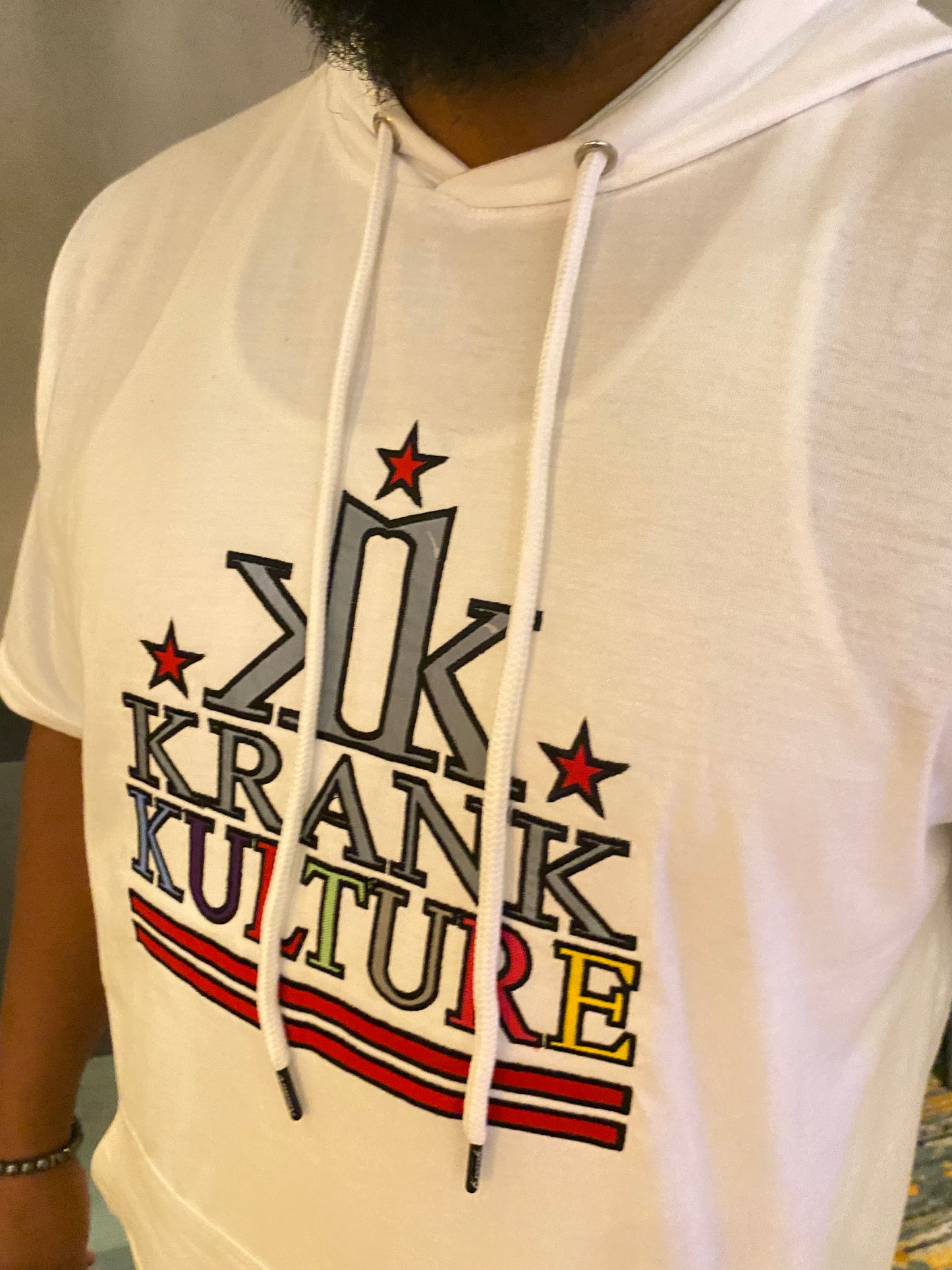 KRANK KULTURE Barz & Starz Short Sleeve Hoodie - White