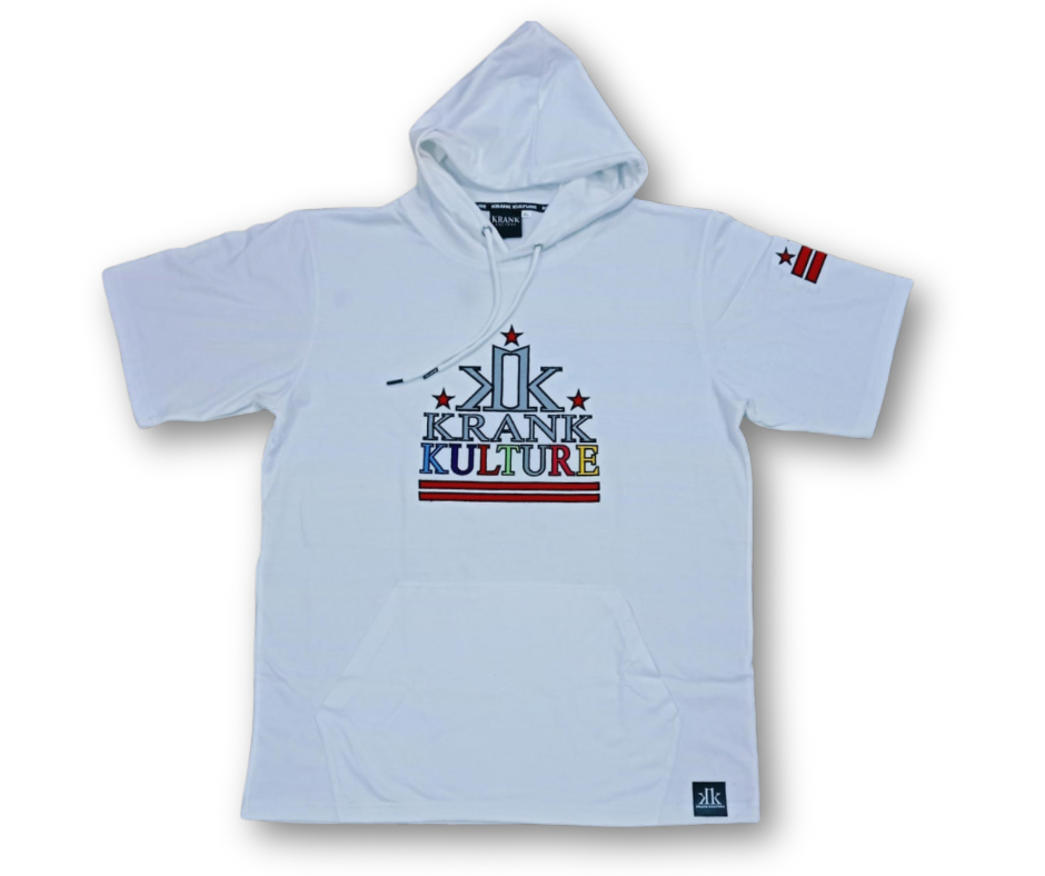 KRANK KULTURE Barz & Starz Short Sleeve Hoodie - White