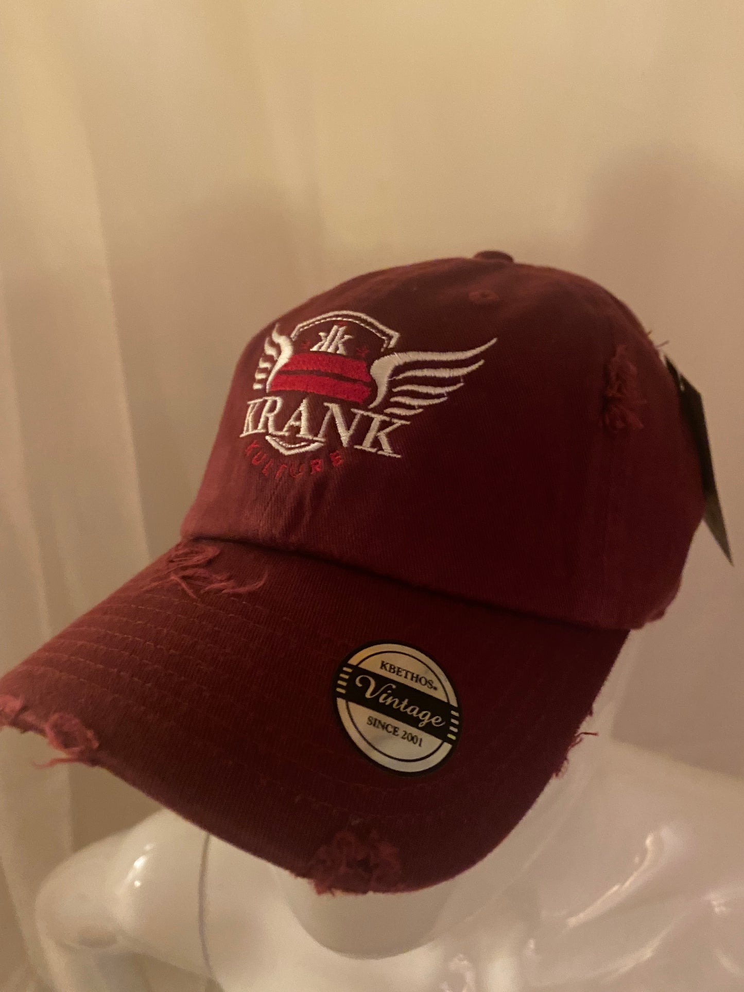 Krank Kulture Royal Krank Dad Distressed Cap - (Burgundy)