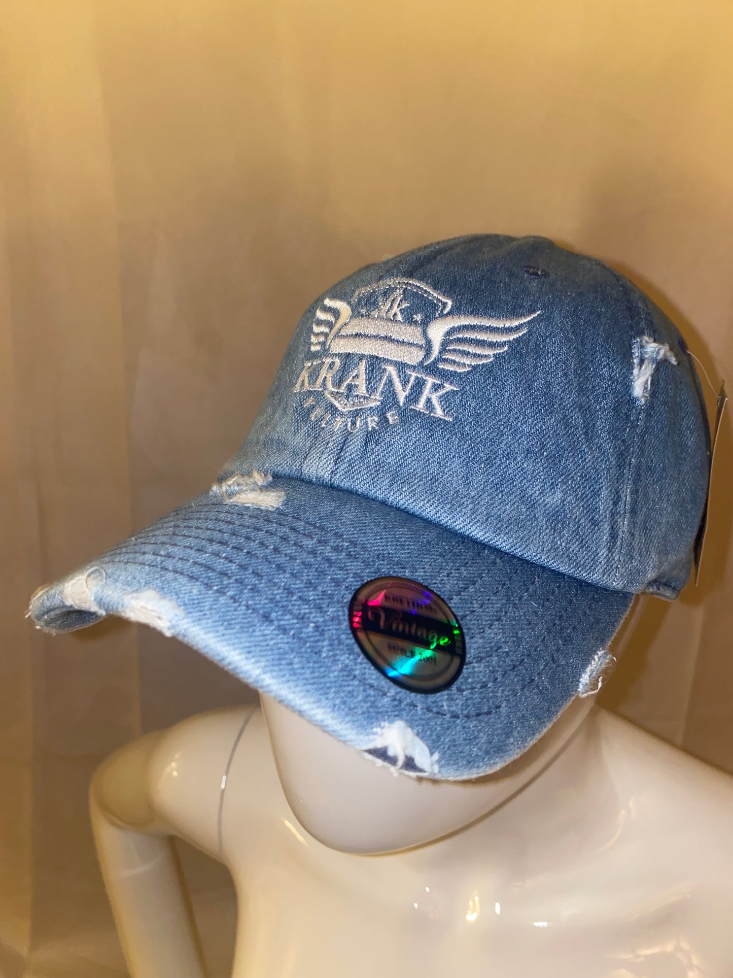 Krank Kulture Royal Krank Dad Distressed Cap - (Denim Blue)