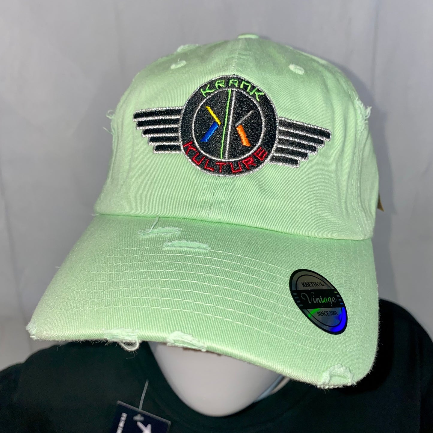 Krank Kulture Eagle Fly Distressed Dad Cap - (Mint)