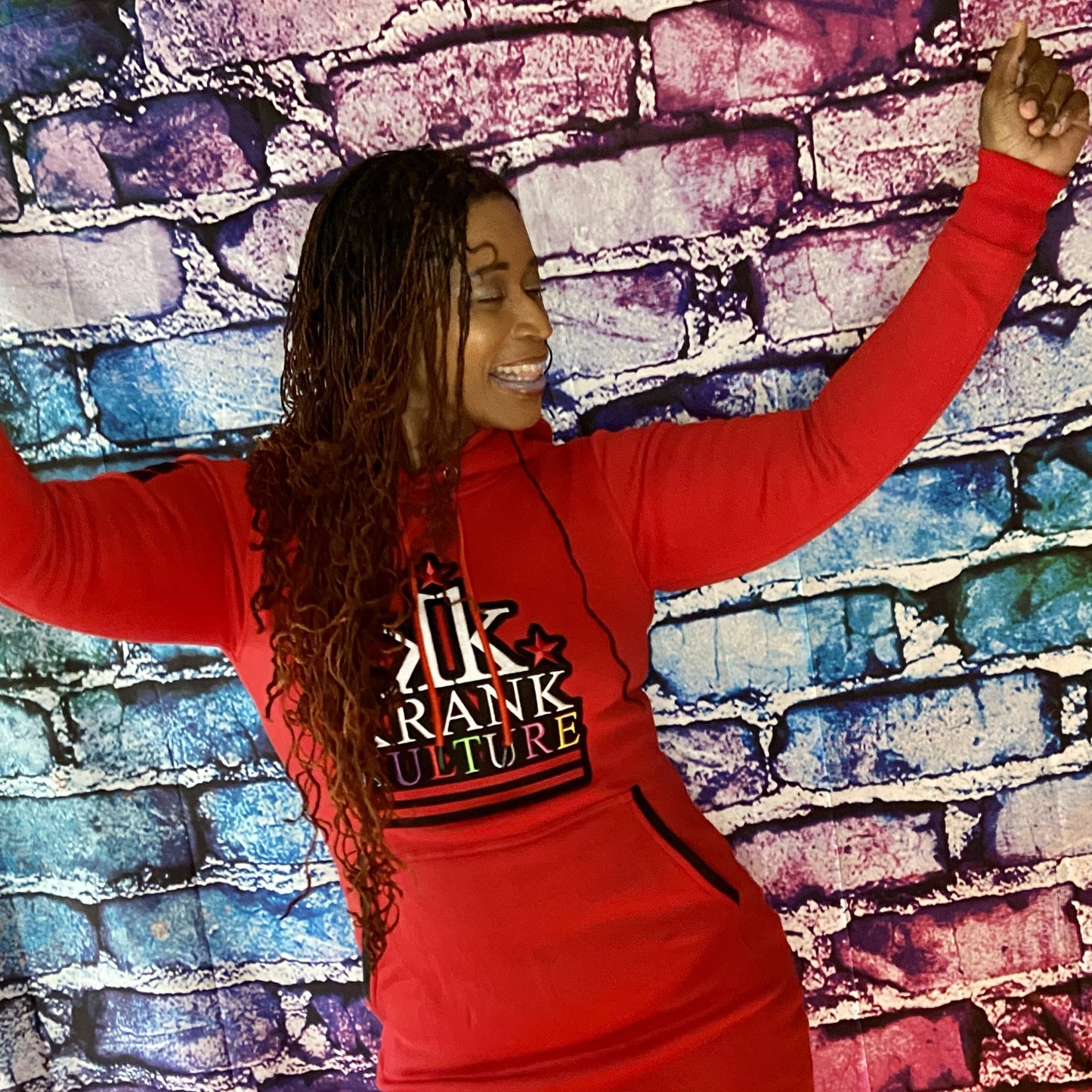 Krank Kulture "Barz and Starz" Logo Hooded Dress - (Red)