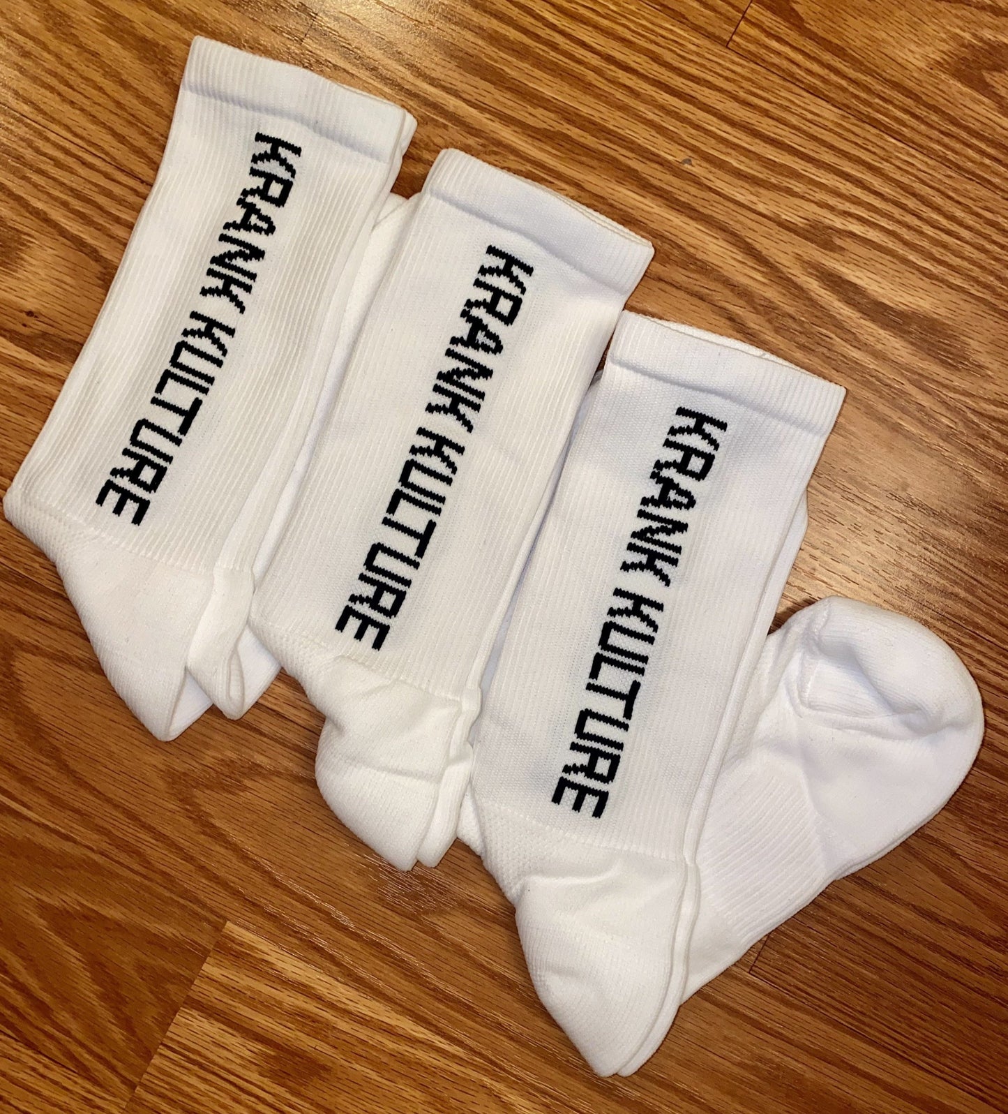 Krank Kulture White Socks With Black Design (1 Pair)