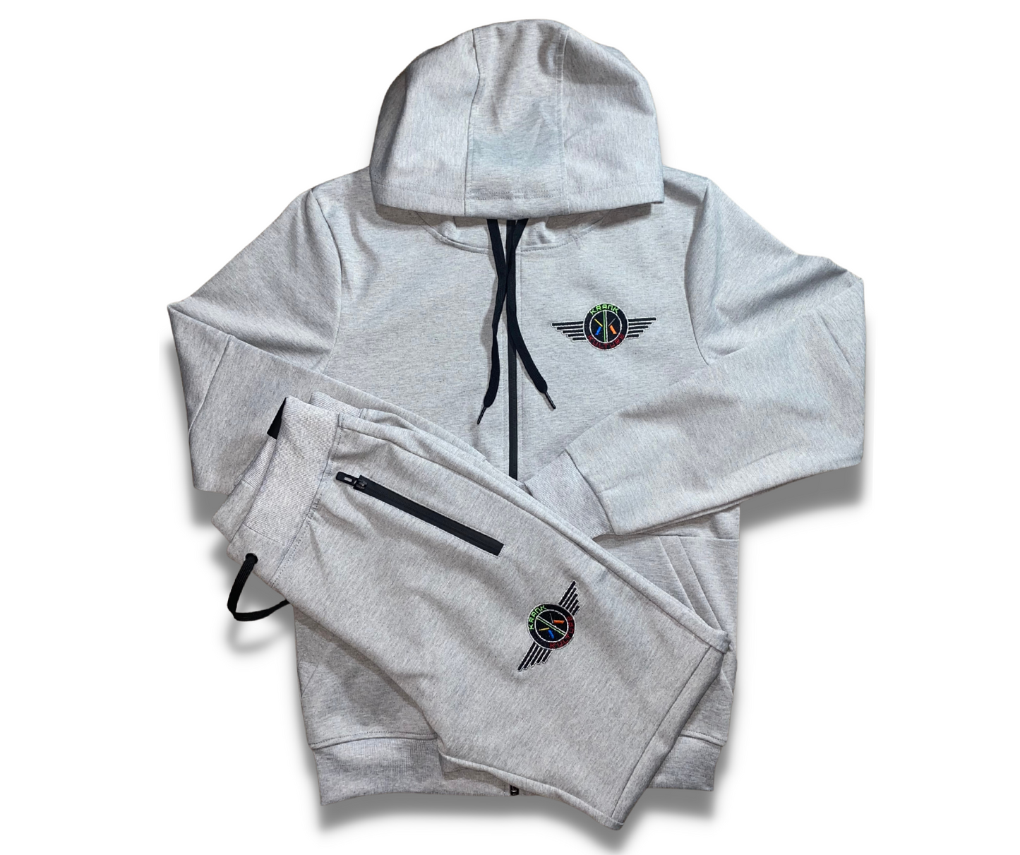 Krank Kulture "Eagle Fly" Logo Sweatsuit - (Grey)-Men