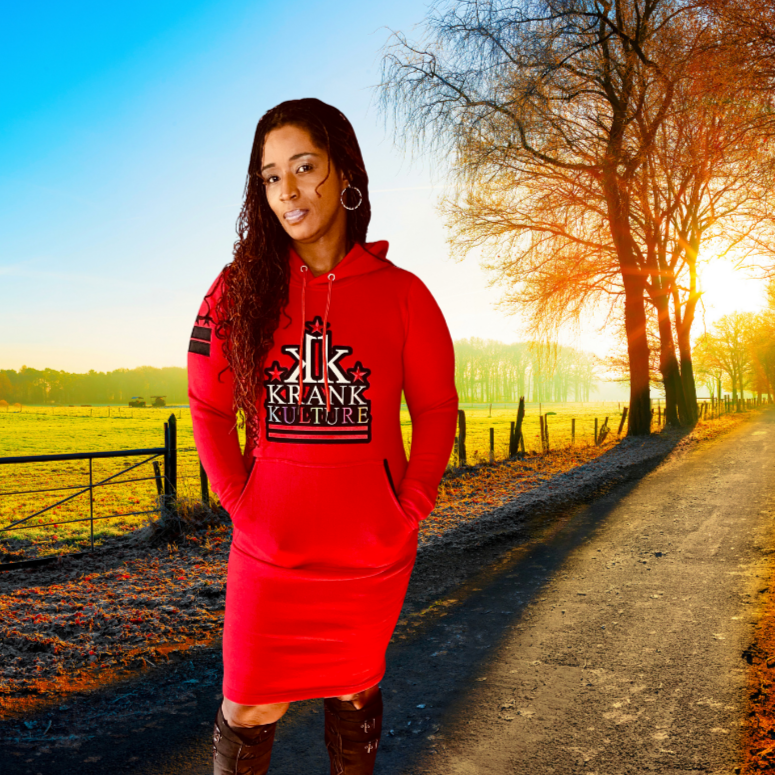 Krank Kulture "Barz and Starz" Logo Hooded Dress - (Red)