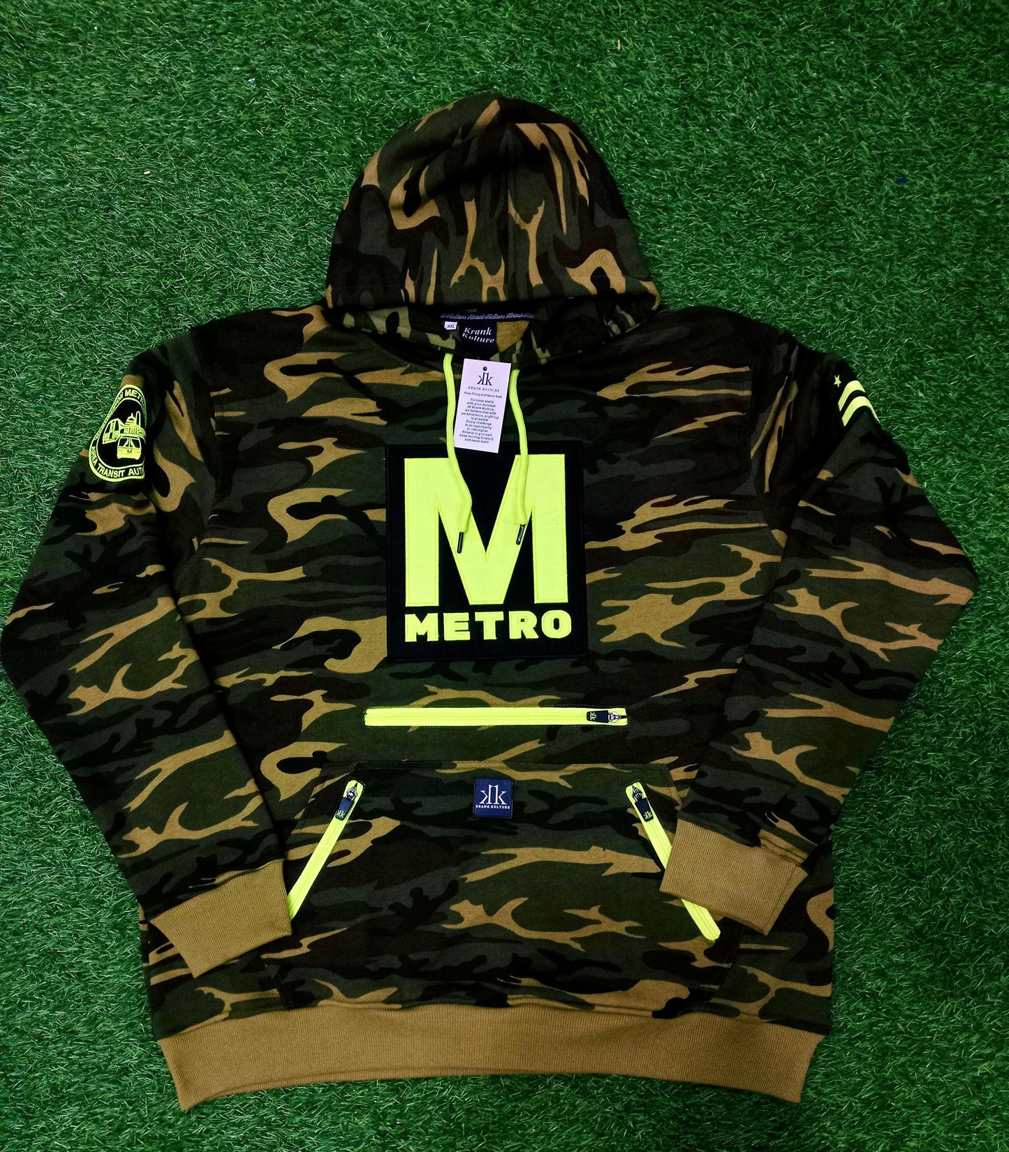 Metro Camouflage Hoodie with Florescent M Logo