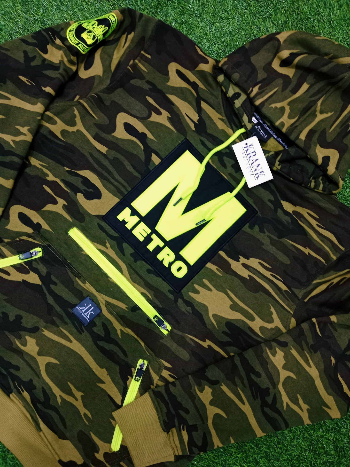 Metro Camouflage Hoodie with Florescent M Logo