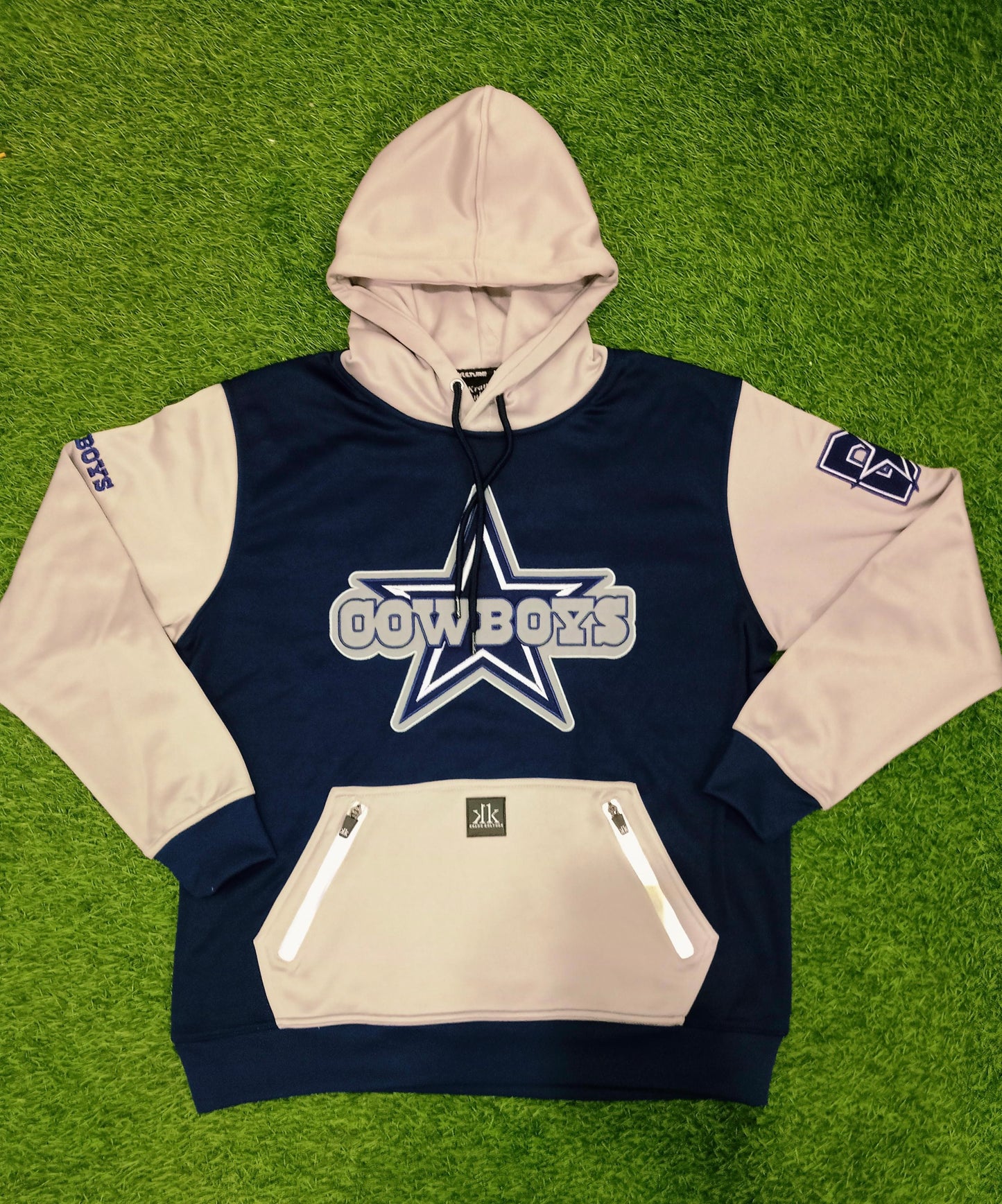 Dallas Cowboys Color Block Tech Hoodie – Navy Blue/Grey