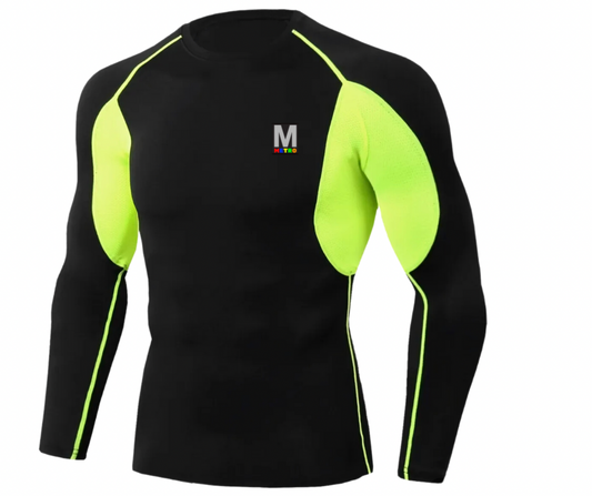 MetroFit Performance Long Sleeve Compression Shirt (Black/Green)