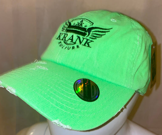 Krank Kulture Royal Krank Dad Distressed Cap - (Neon Green)